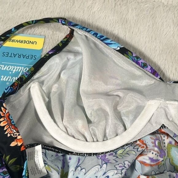 Swim Solutions Tankini Top Swimsuit size 8 Boho Paisley V Neck Underwire NEW - Picture 12 of 16